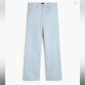 J. Crew Super Wide Legged Cropped Blue and White Striped Ankle Jeans